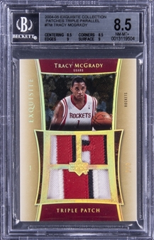 2004-05 UD "Exquisite Collection" Triple Patches Parallel #TM Tracy McGrady Triple Patch Card (#2/3) - BGS NM-MT+ 8.5